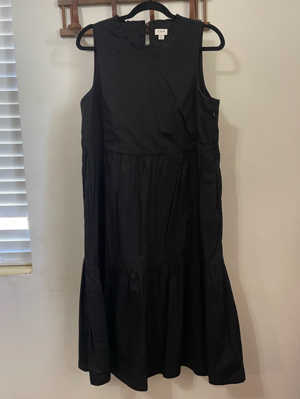 J. Crew Black tiered midi-maxi dress